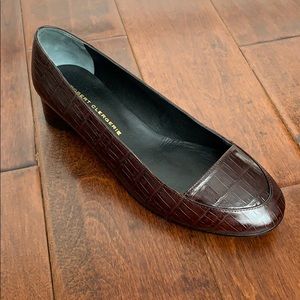 ROBERT CLERGERIE Brown Crocodile Leather Heels